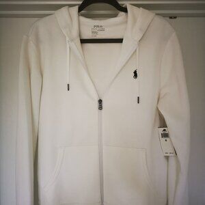 Polo Ralph Lauren White Double-Knit Full-Zip Hoodie Size M NWT